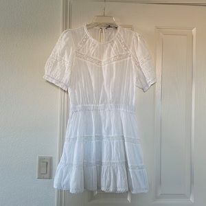 Zara white cotton laced embroidered dress